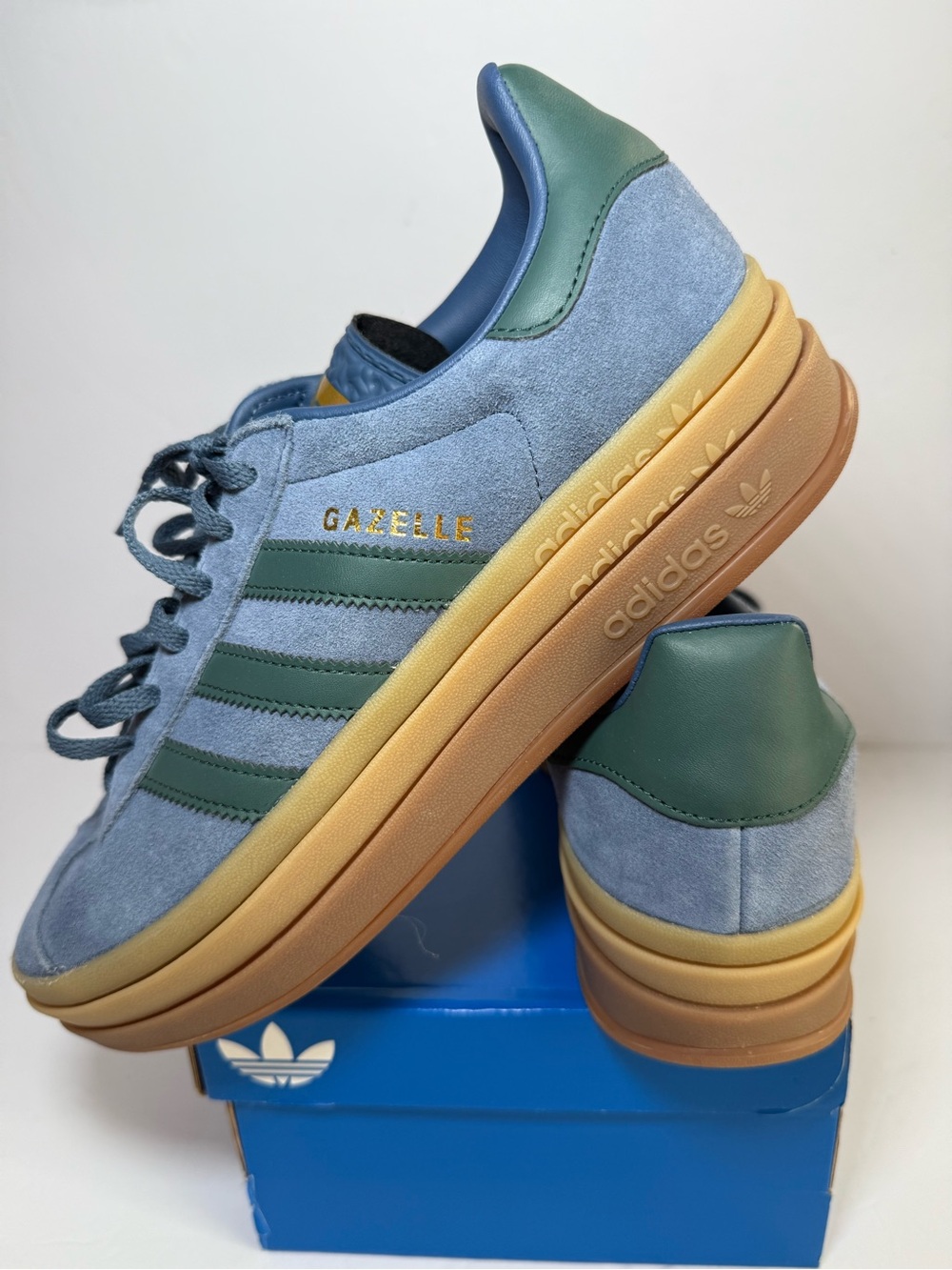 Adidas Gazelle Bold Sneakers - Women’s 9.5 - Blue / Green JQ2360 - New